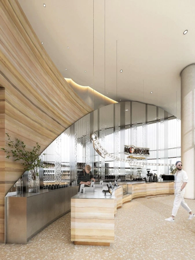 Světlý moderní interiér připravovaného Mondieu Vida Marina Yacht Club v Dubaji